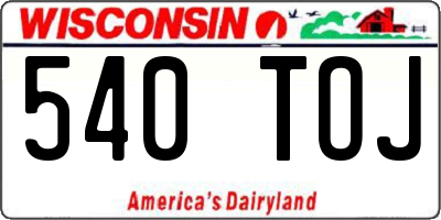 WI license plate 540TOJ