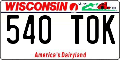 WI license plate 540TOK
