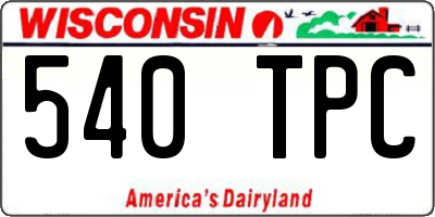 WI license plate 540TPC