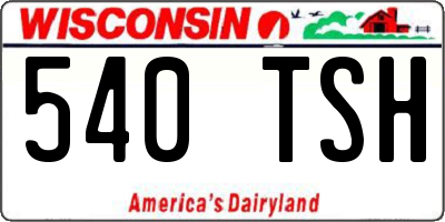 WI license plate 540TSH