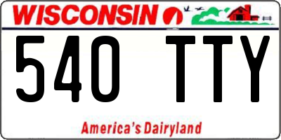 WI license plate 540TTY