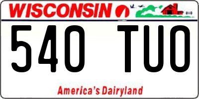 WI license plate 540TUO