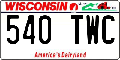 WI license plate 540TWC