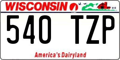 WI license plate 540TZP