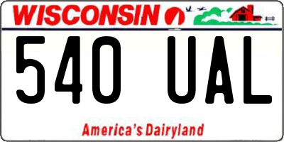 WI license plate 540UAL