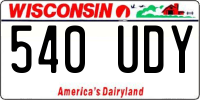 WI license plate 540UDY
