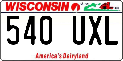 WI license plate 540UXL