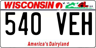 WI license plate 540VEH