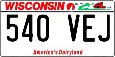 WI license plate 540VEJ