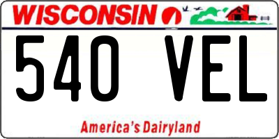 WI license plate 540VEL