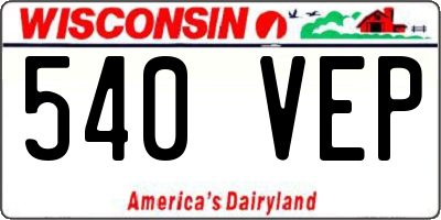 WI license plate 540VEP