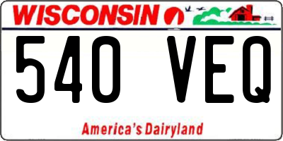 WI license plate 540VEQ