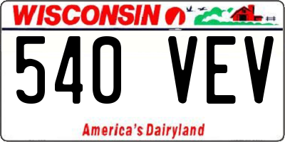 WI license plate 540VEV
