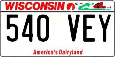 WI license plate 540VEY