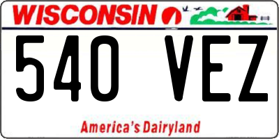 WI license plate 540VEZ