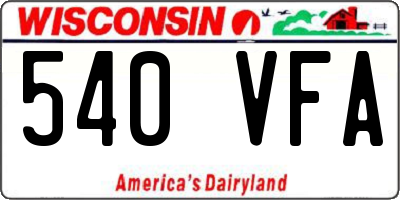 WI license plate 540VFA
