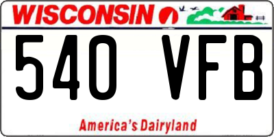 WI license plate 540VFB