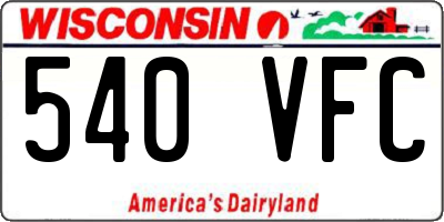 WI license plate 540VFC