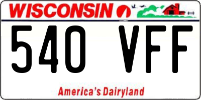 WI license plate 540VFF