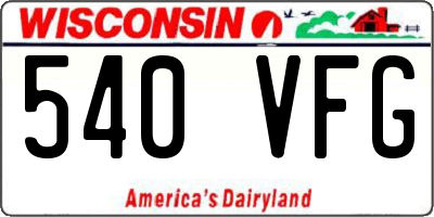 WI license plate 540VFG