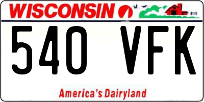 WI license plate 540VFK