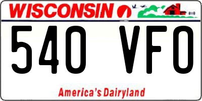WI license plate 540VFO
