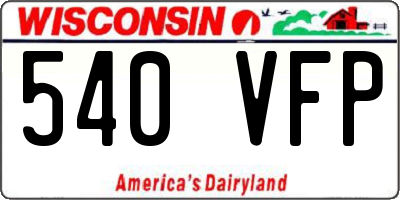 WI license plate 540VFP