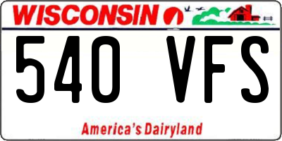 WI license plate 540VFS