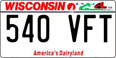 WI license plate 540VFT