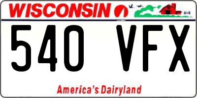 WI license plate 540VFX