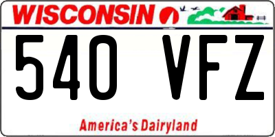 WI license plate 540VFZ