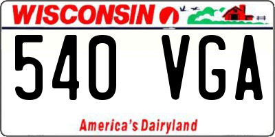 WI license plate 540VGA