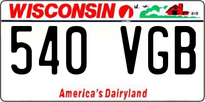 WI license plate 540VGB