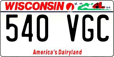 WI license plate 540VGC