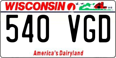 WI license plate 540VGD