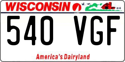 WI license plate 540VGF