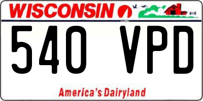 WI license plate 540VPD
