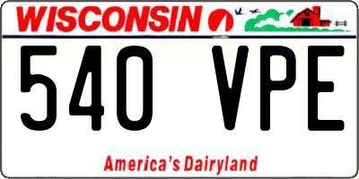 WI license plate 540VPE