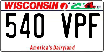 WI license plate 540VPF