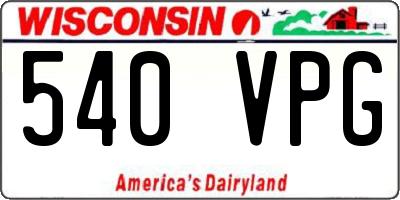 WI license plate 540VPG