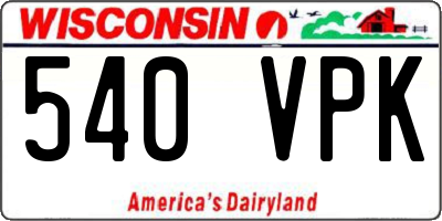 WI license plate 540VPK