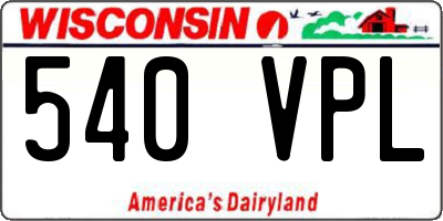 WI license plate 540VPL