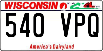 WI license plate 540VPQ