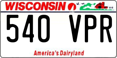 WI license plate 540VPR