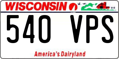 WI license plate 540VPS