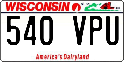 WI license plate 540VPU