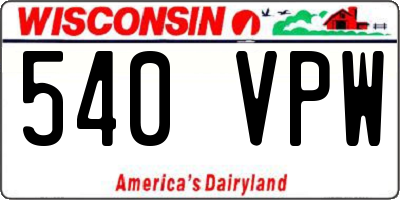 WI license plate 540VPW