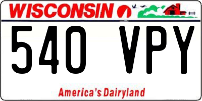 WI license plate 540VPY