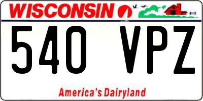 WI license plate 540VPZ