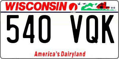 WI license plate 540VQK